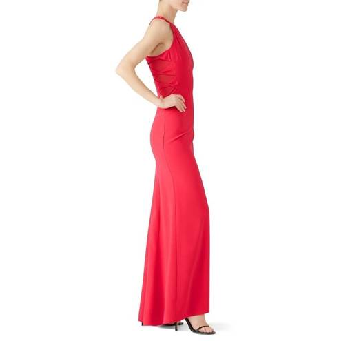 Halston Heritage Halston Twist Mesh Insert Gown in Fuchsia 4 Womens Long Maxi Dress