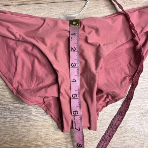 PilyQ NWT  Lotus Basic Ruched Full Bikini Bottoms Mauve Pink Hipster Low Rise M