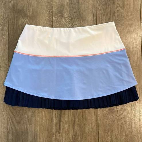 Lucky in Love  13” Tier Pleated Blue And White Tennis Skirt Size Large