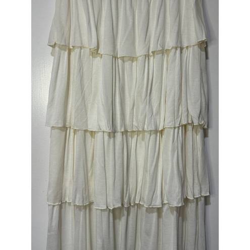 Wanderlux Ivory Layered Midi Skirt Size Large NWOT Western Flowy Indie Boho