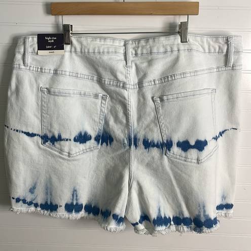 Ava & Viv  denim jean shorts tie dye no gap waistband white blue bottom Sz 24W