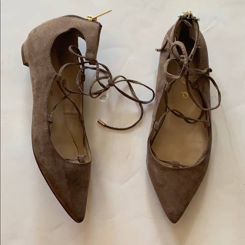 Unisa  beige suede pointed toe lace up flats size 7