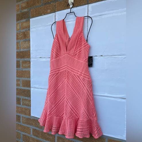 Boston Proper  Coral Lace Sleeveless Flutter Dress size 8