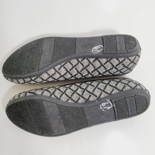 Life Stride  Ballet Flat Gray Black White Checkerboard Toe Size 6