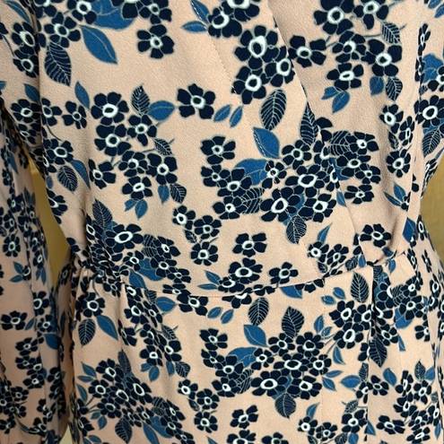 J.Crew  Size 4 Surplice Peplum Floral Top Pink Blue Spring Flowers Tailored