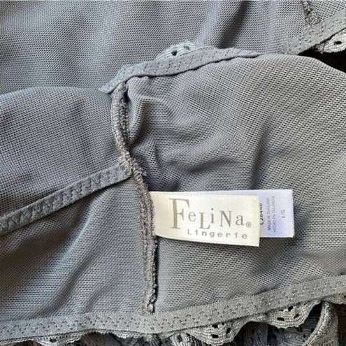 Felina  Stretch Lace Bralette Dark Gray Racerback Women’s Size Large Lounge Layer