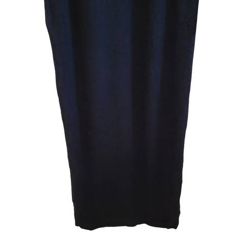 Klassy Network  Crew Neck Long Sleeve Ribbed Maxi Dress Black Size Medium