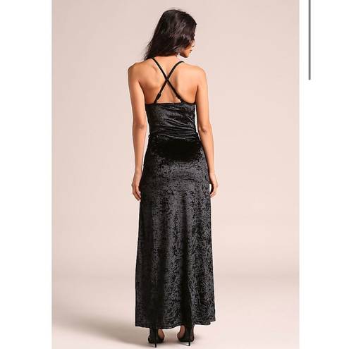 Love Culture Black Velvet Two Slit Maxi Dress