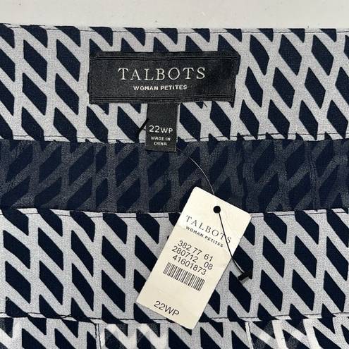 Talbots  Woman Petites NWT Size 22WP Blue & White Geometric Stripe A-Line Skirt