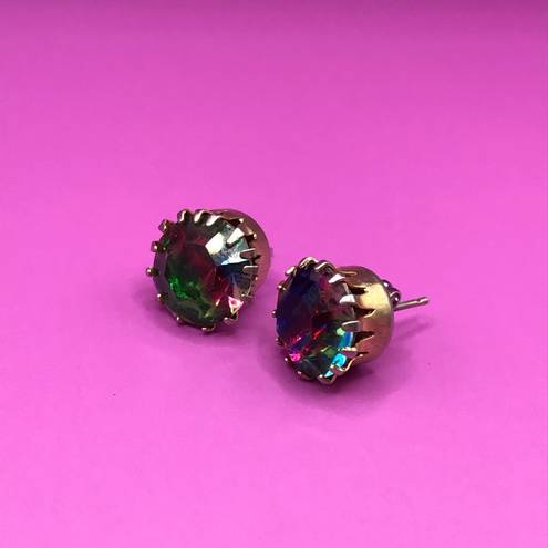 Colorful Rainbow Gem Stud Earrings