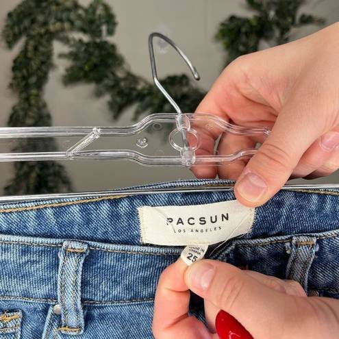 PacSun  | women denim mini skirt with rosé embroidered