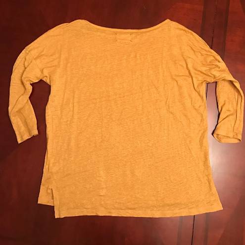 Lou & grey  Shirt SZ M Mustard Yellow 100% Linen