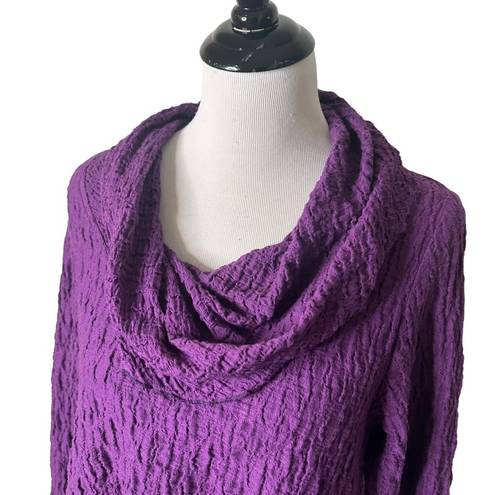 Habitat  Clothes To Live In Crinkle Tunic Purple Cowl Neck Textured Women‎ Size S