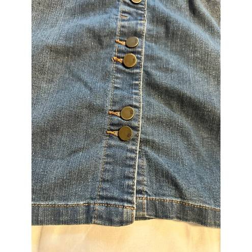 Krass&co NY& modest denim midi length button front jean skirt 12