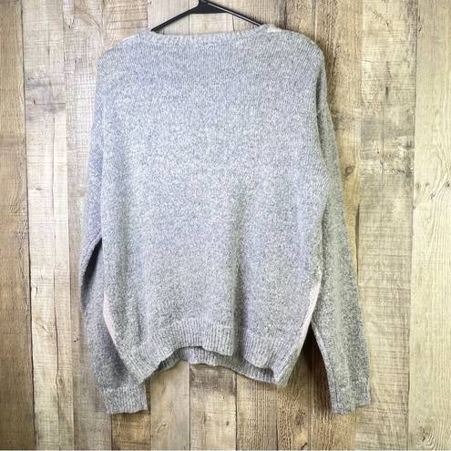 belle du jour  Large Crewneck Long Sleeve Sweater with Diamond Pattern Pi…