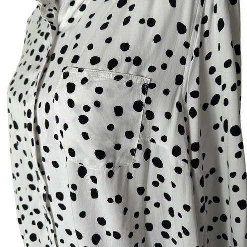 Torrid Womens Black White Polka Dot Blouse Long Sleeve Twill Top Size 1 1X