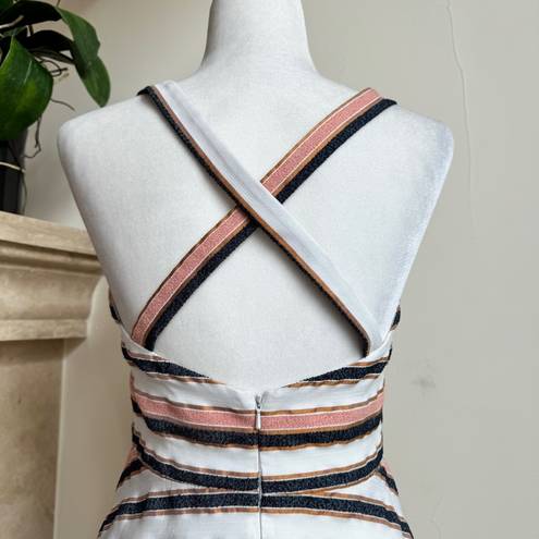 Hutch  Tiffany Striped Jacquard Sleeveless Fit Flare Womens Size 4 Midi Pockets