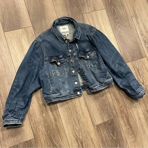 Vervet  by Flying Monkey denim balloon puff sleeve trucker denim jacket small