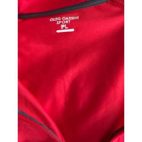 Oleg Cassini  Sport Red Track Jacket Womens Petite Lightweight Zip Cotton New PL