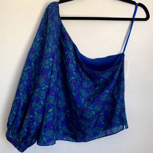 Veronica Beard NWT  Lyric Silk Floral One Shoulder Blouse in Cobalt Multi