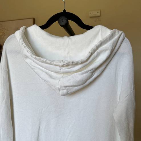 n:philanthropy N philantrophy white hooded long zip up oversized distressed hem size XS