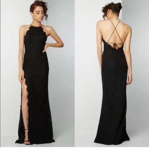 Fame and Partners NEW  Dragon Eyes Lace Halter Gown