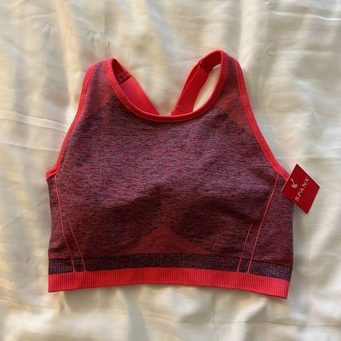 Spanx  New Seamless Sculpt Sports Bra Size M Coral Crossover Back