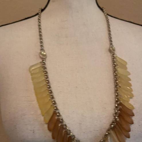 Coldwater Creek Signed  Long Yellow Bead Costume Necklace Adjustable Length