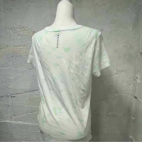 Athleta Athlete Daily Crew tie dye green white short sleeve crew neck top