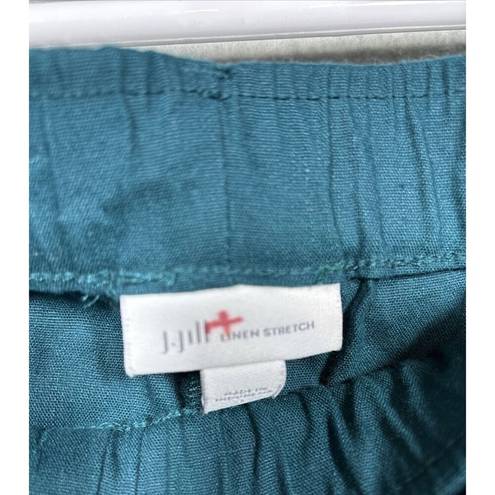 J.Jill  Linen Blend Wide Leg Pull On Women’s Pants Teal Belt Crop Lagenlook L