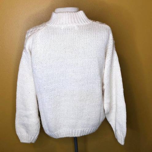 Krass&co Vintage Sugar  Ltd Sweater Cream Hand Knit Mockneck L