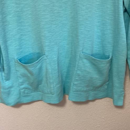 J.Jill  Women’s Medium Aqua Blue Pima Two‎ Pocket Tee 3/4 Sleeve