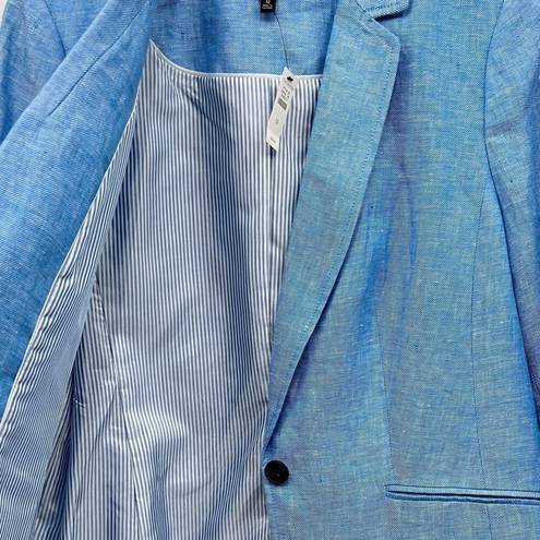 Talbots  Classic Linen Blazer in Blue size 12 NWT