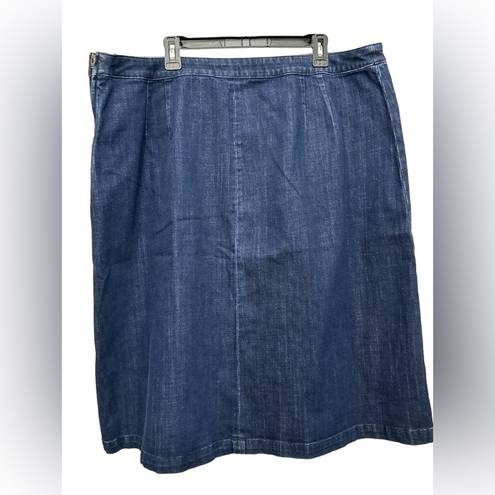 Talbots  Denim Button Front A Line Skirt Size 20W Dark Wash Midi Skirt
