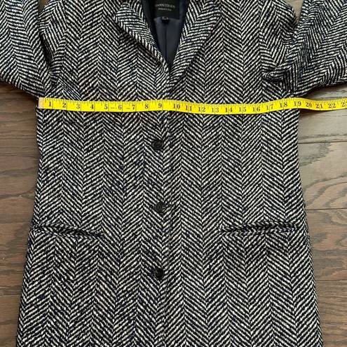 Gianni Feraud Wool Coat Designed in Italy Navy Herringbone Wool Blend Size 8