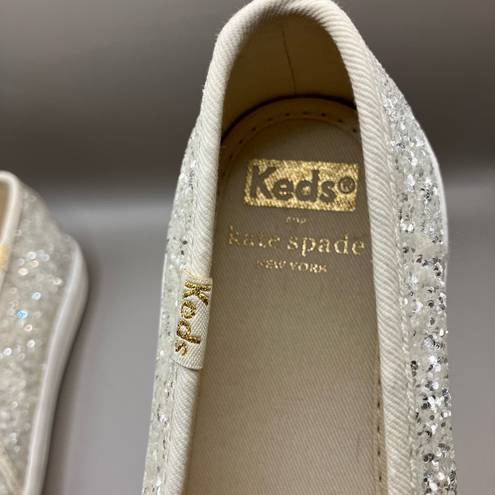 Keds Kate Spade Champion Glitter Shoes Slip On Cream Wedding Bride Glam Size 7.5