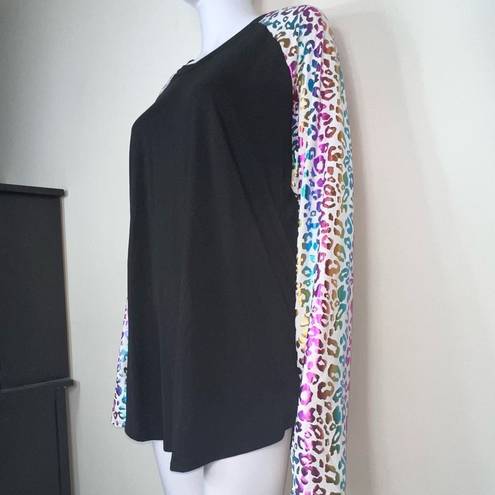 Acting Pro  Rainbow Metallic Leopard Raglan Sleeve Shirt