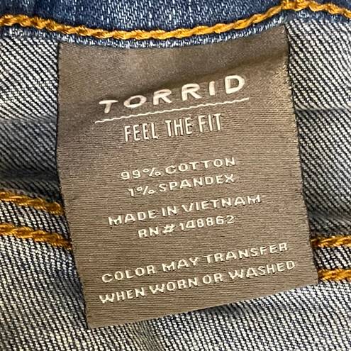 Torrid Feel The Fit Cropped High Rise Jeans Factory Whiskering Distressing 16R