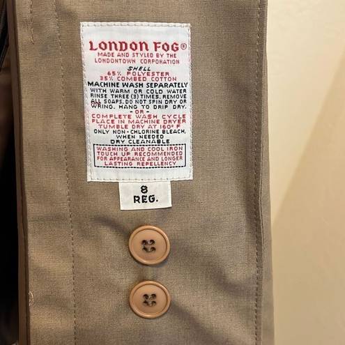 London Fog 𝅺 Vintage 60's Tan Button Up Removable Liner Trench Coat Sz 8