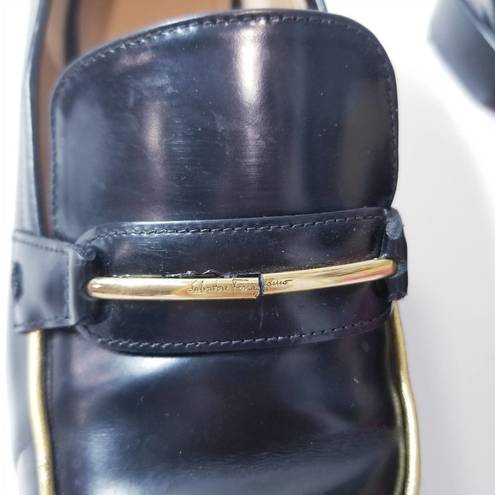 Salvatore Ferragamo  Black Patent Slip-On Loafer