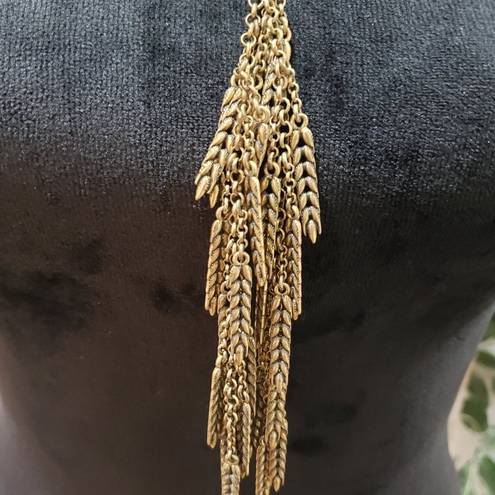 Monet Vintage  Tassel Gold Tone Long Chain Pendant Necklace