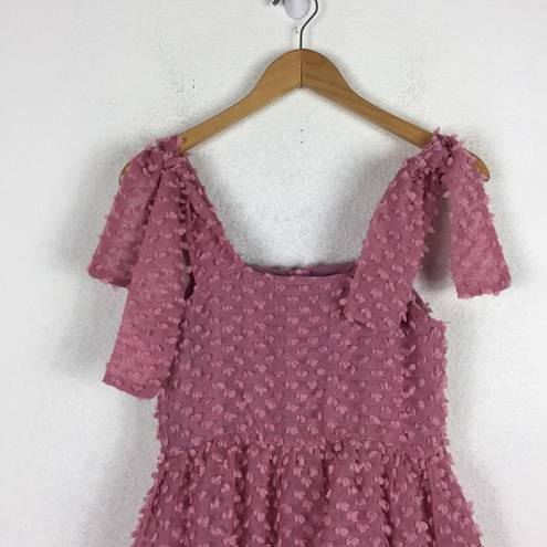 Likely NWOT Sister Jane  Lady Pink Pom Pom Babydoll Tiered Midi Dress XS Barbie