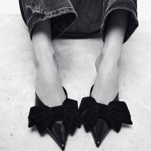 ZARA Black  Heeled Mules with Bow