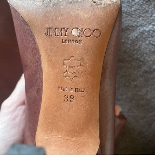 Jimmy Choo  Vintage Leather Knee High Kitten Heel Elongated Square Toe Boots 39