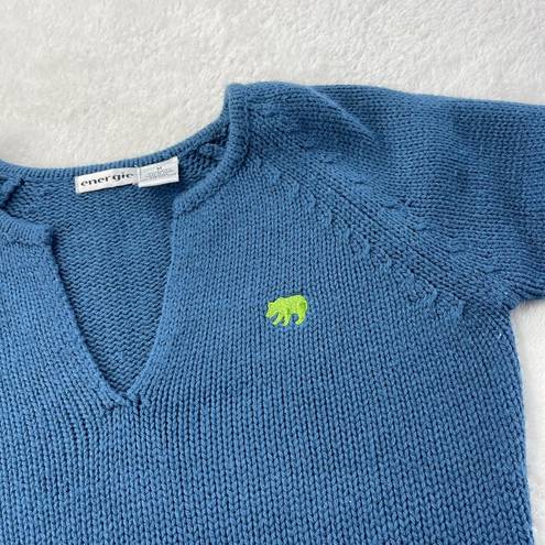 Energie Vintage‎ Y2K  Acrylic Stretch Knitted Sweater Womens Size M Blue Pocket