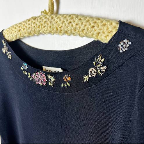 Joseph A . - Vintage Boat Neck Beaded Collar Knit Top - Sz. M