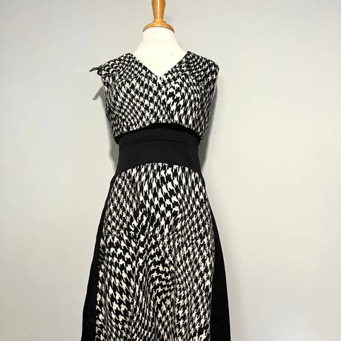 Tracy Reese Black White Malak Houndstooth Jacquard MIDI Dress