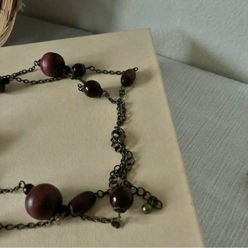 American Vintage Vintage “Rosalie” Burgundy Beaded Necklace Statement Maximalist Red Purple