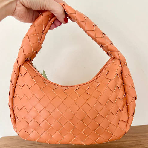 Anthropologie NWOT By  Leather Woven Top handle Bag Orange Women's