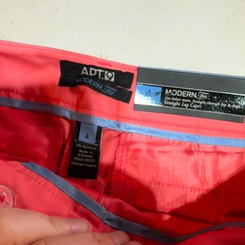 Apt. 9 NWT  Modern Fit Straight-Leg Capris Cropped Sunkissed Coral Size 4